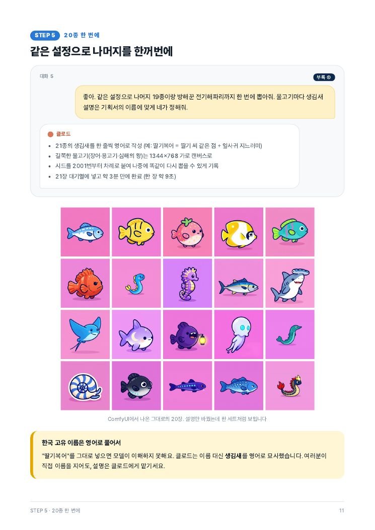 같은 설정으로 물고기 20종 만들기
